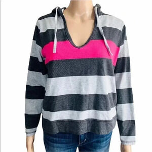 🤑 Style & Co Sport Long Sleeve Hooded Striped Top